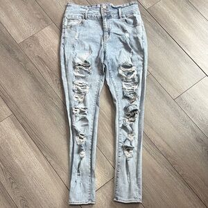 Refuge Blue Skinny Distressed Jeans